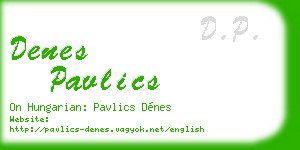 denes pavlics business card